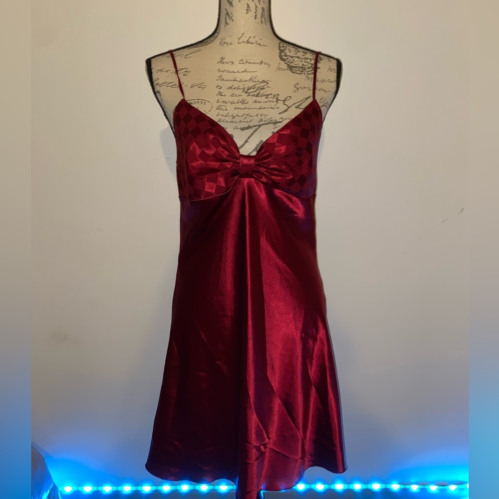 Red slip dress